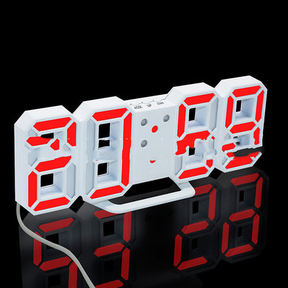 Digital Clock Electronic Alarm Clock Wall Three-dimensional Wall Clock